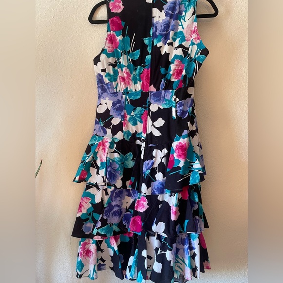 Vintage 1980s Floral Party Dress M - Picture 4 of 10